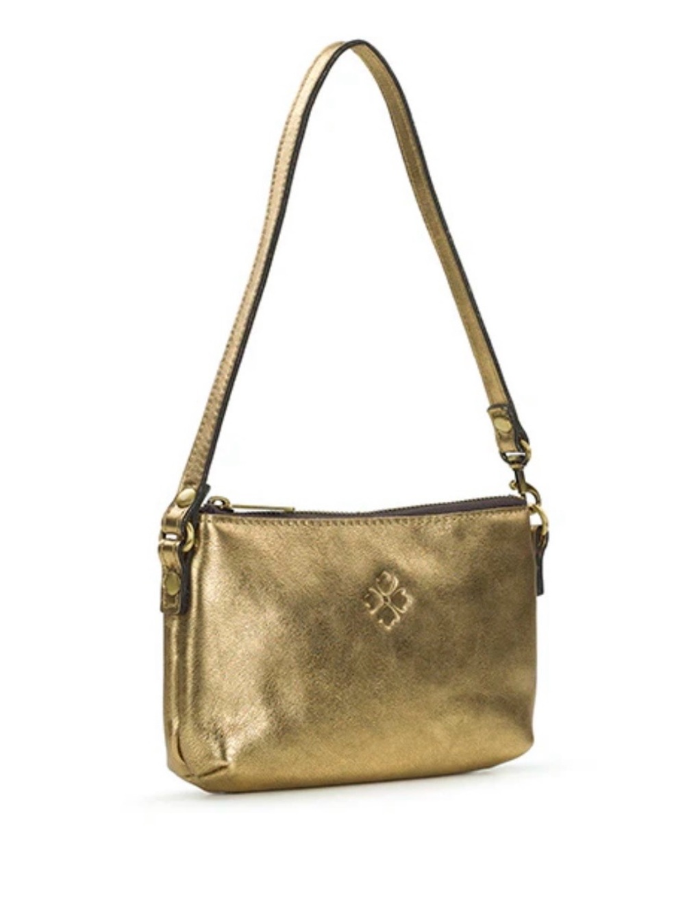 NWT Patricia Nash Antique Gold Leather Loria Convertible Wristlet/Shoulder Bag